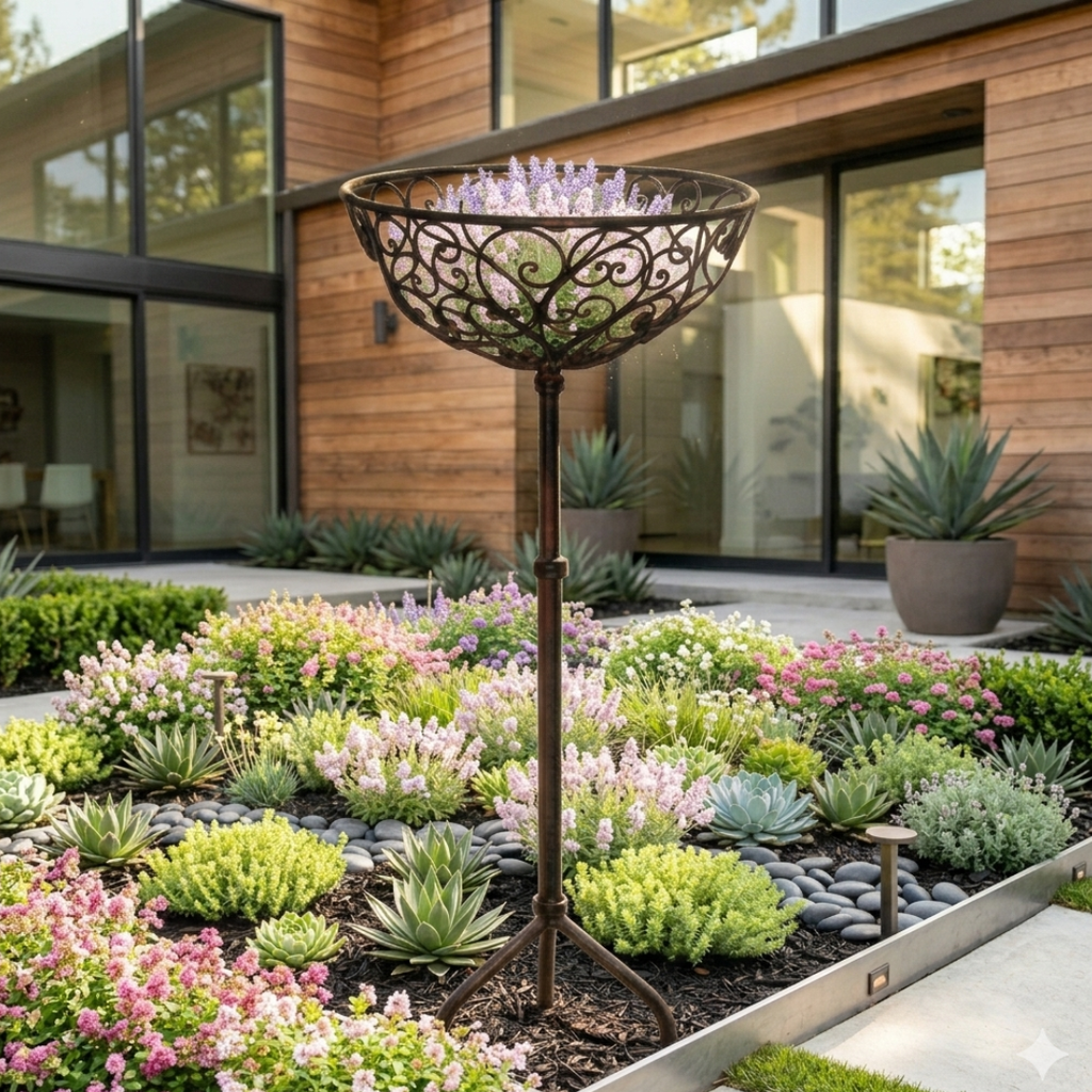 Blumen Steckkorb Metall 120 cm dunkelrost – großer Blumenständer – Dekolina