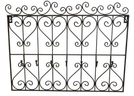 Garderobe Landhaus Metall dunkelrostfarben 45 cm mit Haken