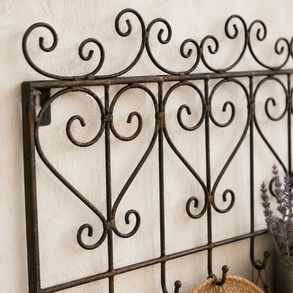 Garderobe Landhaus Metall dunkelrostfarben 45 cm mit Haken