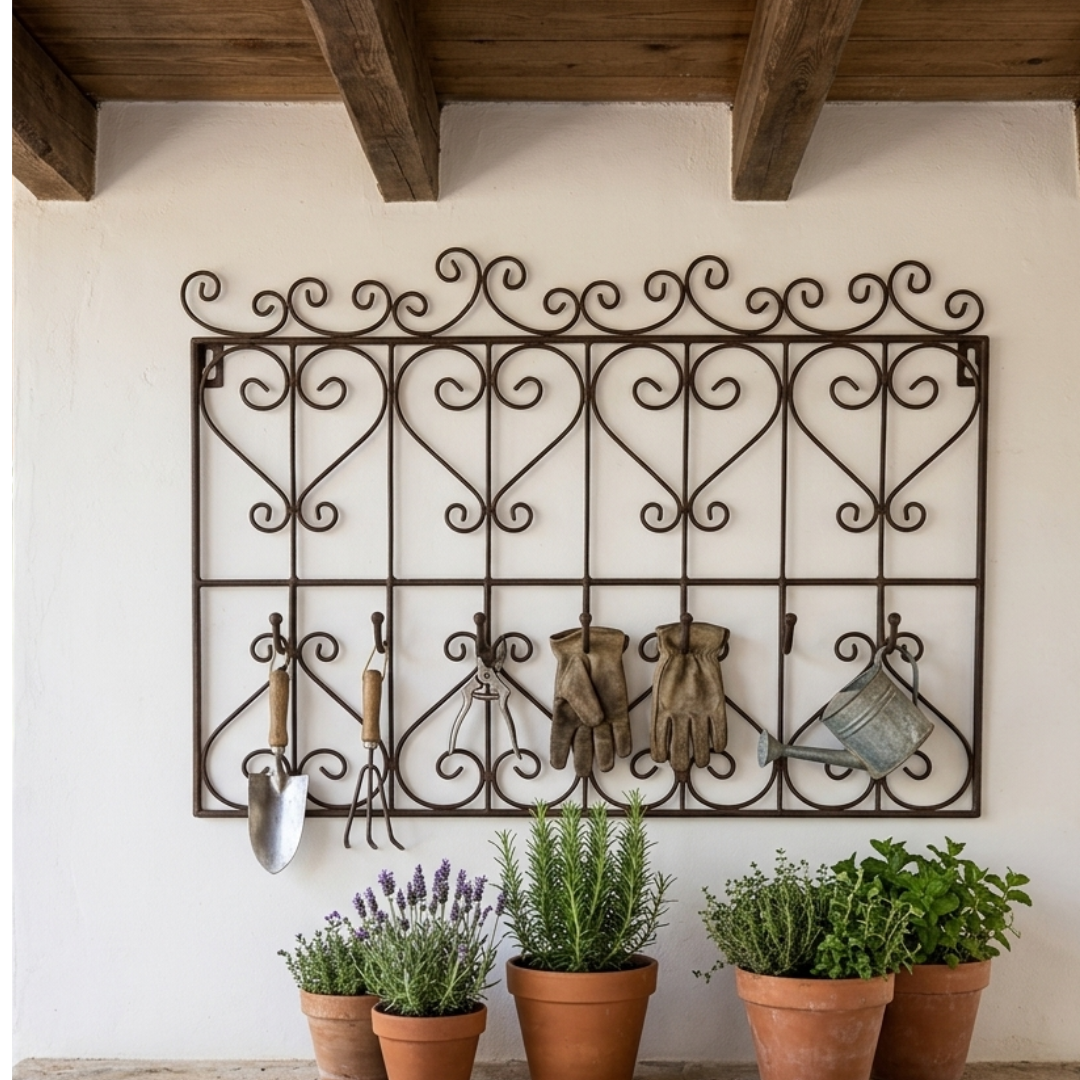 Garderobe Landhaus Metall dunkelrostfarben 45 cm mit Haken