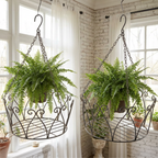 Hängekorb Metall 2er Set dunkelrost – Vintage Blumenampel Gartendeko
