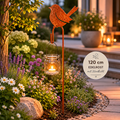 Edelrost Gartenstecker 120 cm mit Vogel & Glaswindlicht