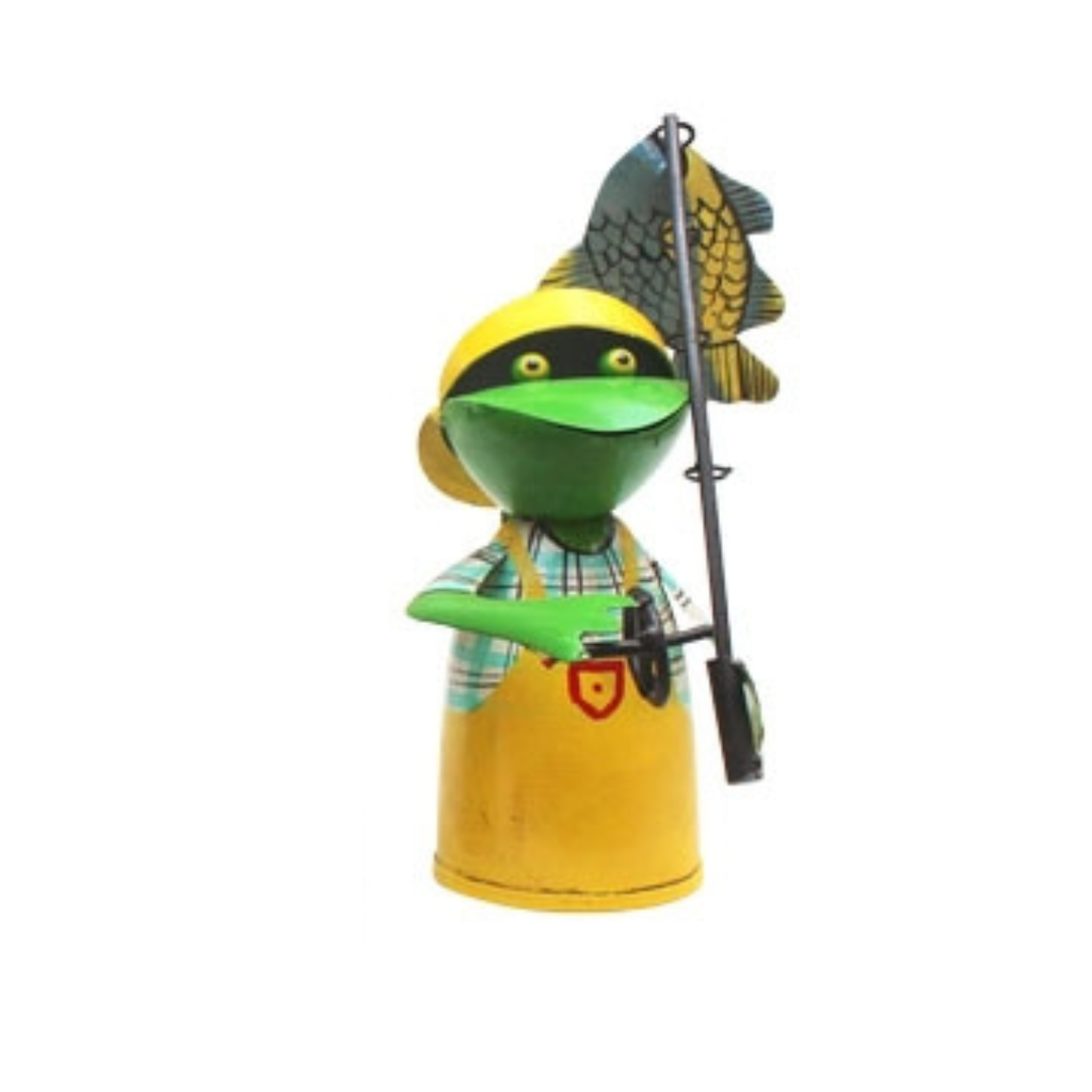 Zaunhocker Angler aus Metall 25 cm – Gartendeko in 4 Ausführungen