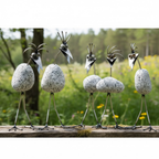 Steinvogel aus Granit und Edelstahl gebogener Hals ca. 30 cm 5 Kopfformen zur Wahl