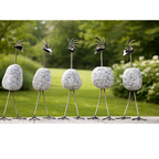 Steinvogel aus Granit und Edelstahl gerader Hals ca. 30 cm 5 Kopfformen zur Wahl