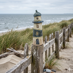 Zaunhocker Leuchtturm Ocean aus Keramik ca. 22 cm – maritime Gartendeko