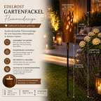 Edelrost Gartenfackel „Flammendesign“ mit Outdoorkerze – Höhe ca. 131 cm