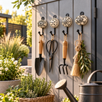 Wandhaken 4er-Set aus Metall & Keramik – Schwarz-Weiß Ornamente