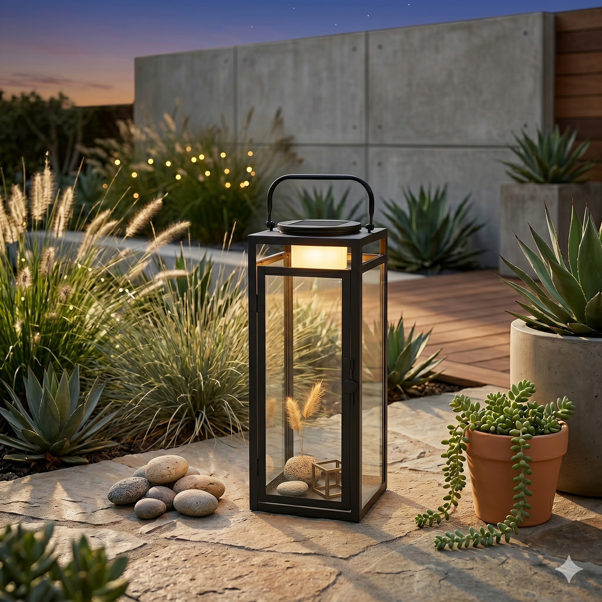 Solar Laterne Metall Glas – Gartenlaterne für Terrasse & Balkon – Dekolina