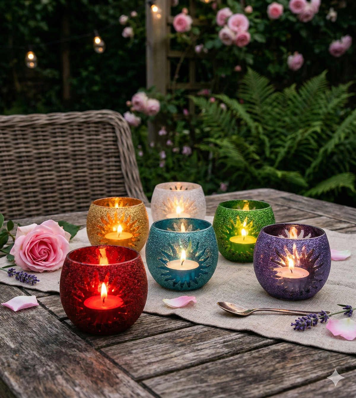 Teelichtgläser 6er Set mit Sonnenmotiv kaufen – Dekolina