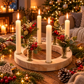 Adventskranz aus Holz mit 4 Glasvasen & Kerzenhaltern – Ø 30 cm