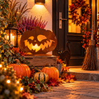 Herbstangebot: Halloween Kürbis aus Edelrost auf Platte Höhe ca. 30 cm