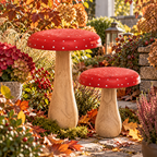 2er Set Deko Pilze aus Holz Rot 21 & 33 cm Höhe