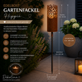 Edelrost Fackel „Hippie“ mit Blumenmuster – Gartenfackel 127,5 cm inkl. Wachsdose