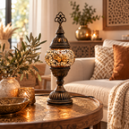 Orientalische Mosaik-Tischlampe aus Glas & Metall Höhe 29 cm