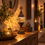 Orientalische Mosaik-Tischlampe aus Glas & Metall Höhe 29 cm