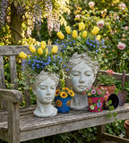 Sommerangebot – Pflanzbüste Valo 2er-Set aus Zement grau/weiß ca. 21,5 & 27 cm