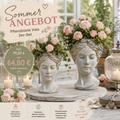 Sommerangebot – Pflanzbüste Valo 2er-Set aus Zement grau/weiß ca. 21,5 & 27 cm