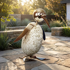 Pinguinfamilie 4er Set aus Granit & Edelstahl mit Wackelkopf