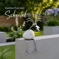 Steinvogel Kantenhocker aus Granit und Edelstahl gebogener Hals zur Wahl