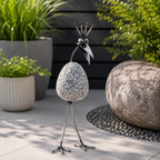Steinvogel aus Granit und Edelstahl gebogener Hals ca. 30 cm 5 Kopfformen zur Wahl