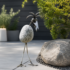 Steinvogel aus Granit und Edelstahl gebogener Hals ca. 30 cm 5 Kopfformen zur Wahl