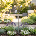 Gartenstecker „Wurmduell“ mit 2 Steinvögeln – Granit & Edelstahl – ca. 100 cm