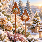 Gartenstecker Tanne aus Edelrost für Meisenknödel oder Christbaumkugel Höhe 125 cm