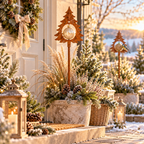 Gartenstecker Tanne aus Edelrost für Meisenknödel oder Christbaumkugel Höhe 125 cm