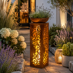 Edelrost Lichtsäule „Venezia“ 100 cm – beleuchtbare Gartensäule mit großen Ausschnitten