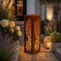 Edelrost Lichtsäule „Venezia“ 100 cm – beleuchtbare Gartensäule mit großen Ausschnitten