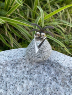 Vogelbad Granit rund ca. 35 cm mit 1 Steinvogel Granit und Edelstahl