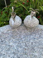Vogelbad Granit rund ca. 35 cm mit 2 Steinvögeln Granit und Edelstahl
