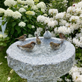 Vogelbad Granit rund ca. 35 cm mit 1 Steinvogel Granit und Edelstahl