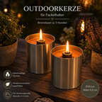 Outdoorkerze mit Paraffinwachs für Fackelhalter Ø 10 cm – Brenndauer ca. 5 Stunden