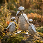 Pinguin Gartendeko aus Granit & Edelstahl 35 cm handgefertigt mit Wackelkopf