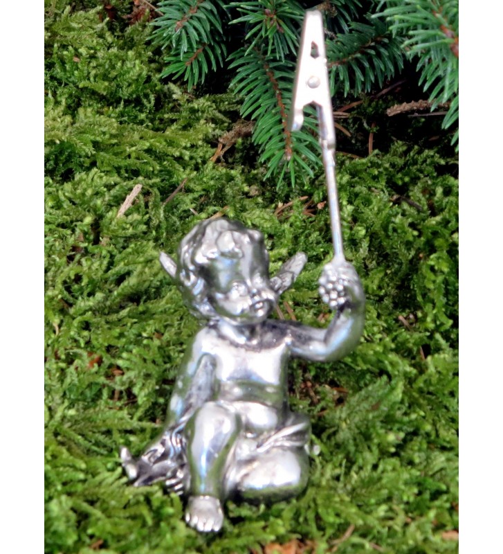 Engel als Karten- oder Bilderhalter silberfarben ca. 10cm hoch