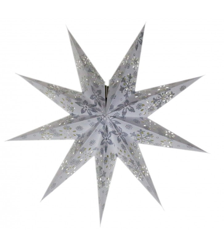 Leuchtstern Baby Venya 9 Zacken weiß/silber Glitter 40 cm mit Magnetverschluss