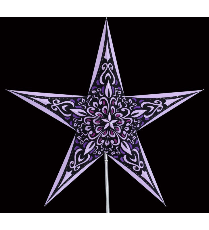 Leuchtstern Phönix purple mit Samtdruck,5 Zacken Magnetverschluß ca 60cm
