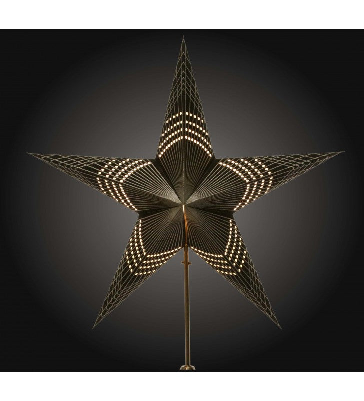 Leuchtstern Prisma schwarz Silberglitter mit Magnetverschluß