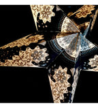 Leuchtstern Royal Black schwarz/weiß 5 Zacken mit Magnetverschluß