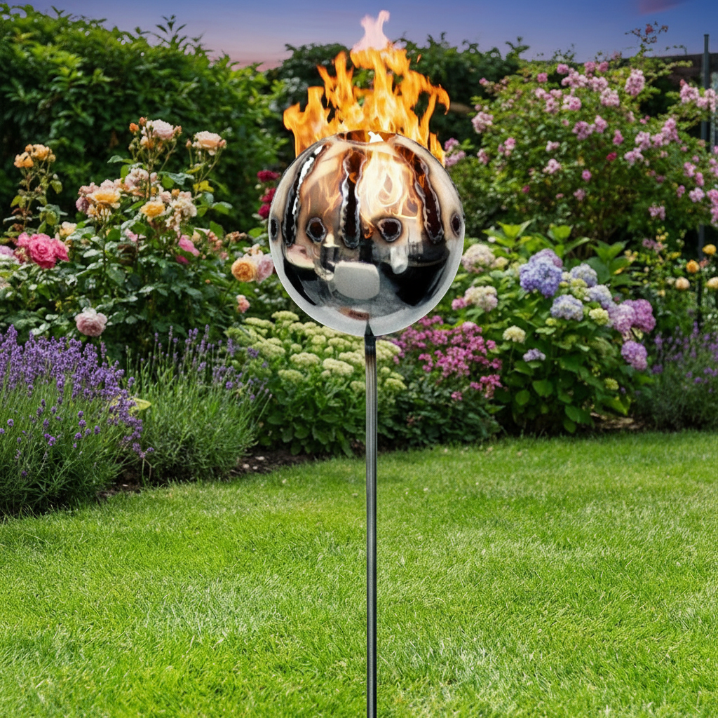 Große Feuerkugel Motiv Sonne Ø 18 cm XL Edelstahl