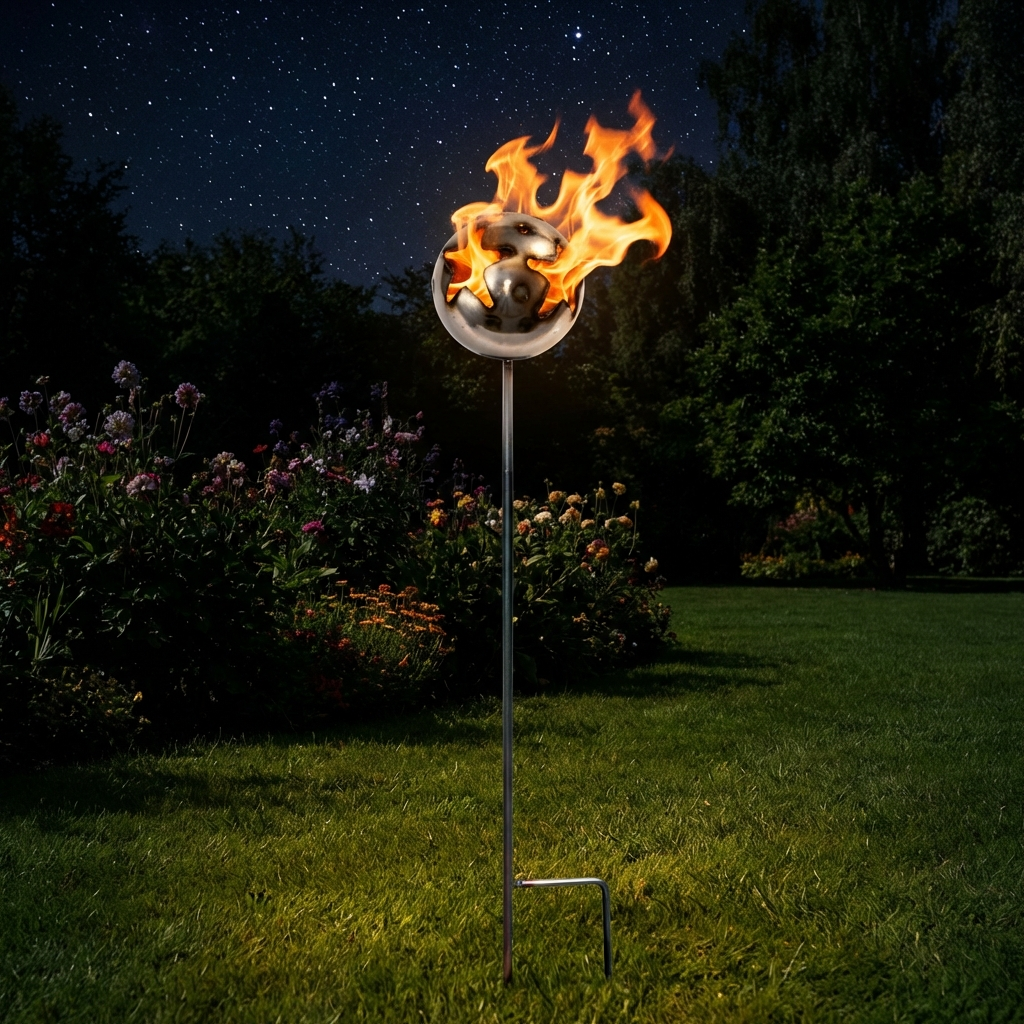 Große Feuerkugel Motiv Sterne Ø 18 cm XL aus Edelstahl