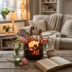 Edelrost Windlichthalter 21 cm  mit Glaseinsatz  Erdbeer Ranke