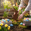 Edelrost Hase mit Vase – Metall Deko für Garten