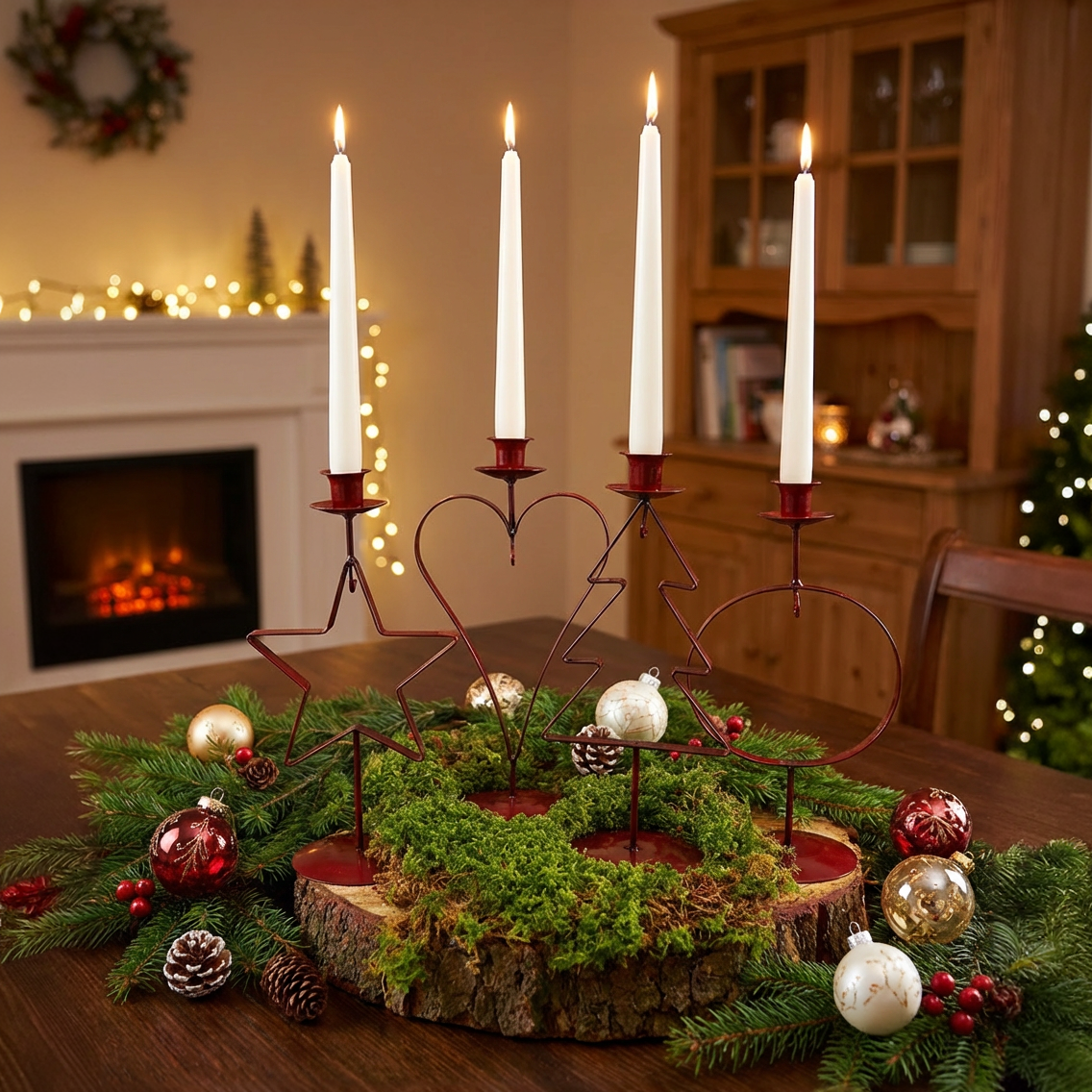 Kerzenhalter Weihnachten Rot 28 cm – Dekolina