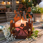 Edelrost Windlichthalter 21 cm  mit Glaseinsatz  Erdbeer Ranke