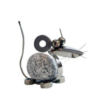 Deko Maus Granit und Edelstahl Steinmaus, wetterfest, Geschenkidee