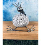 Steinvogel Yoga aus Granit und Edelstahl Naturstein Deko