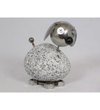 Wackelkopfhund ca. 14cm hoch aus Granit und Edelstahl Natursteindeko